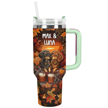 Shineful Tumbler Personalized Dachshund Autumn Picnic
