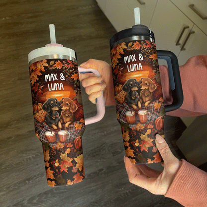 Shineful Tumbler Personalized Dachshund Autumn Picnic