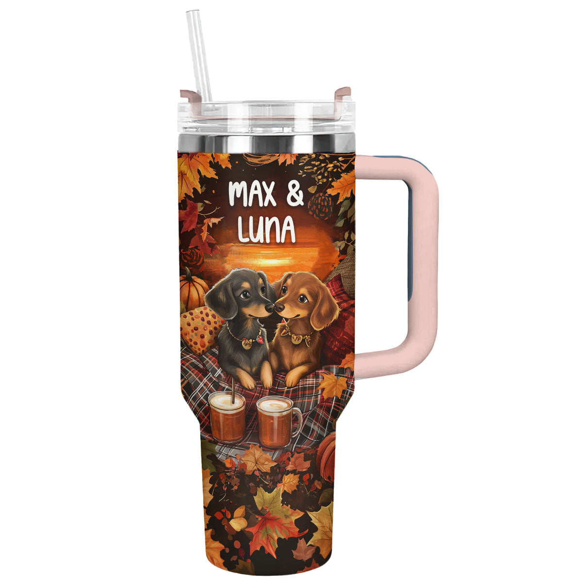 Shineful Tumbler Personalized Dachshund Autumn Picnic