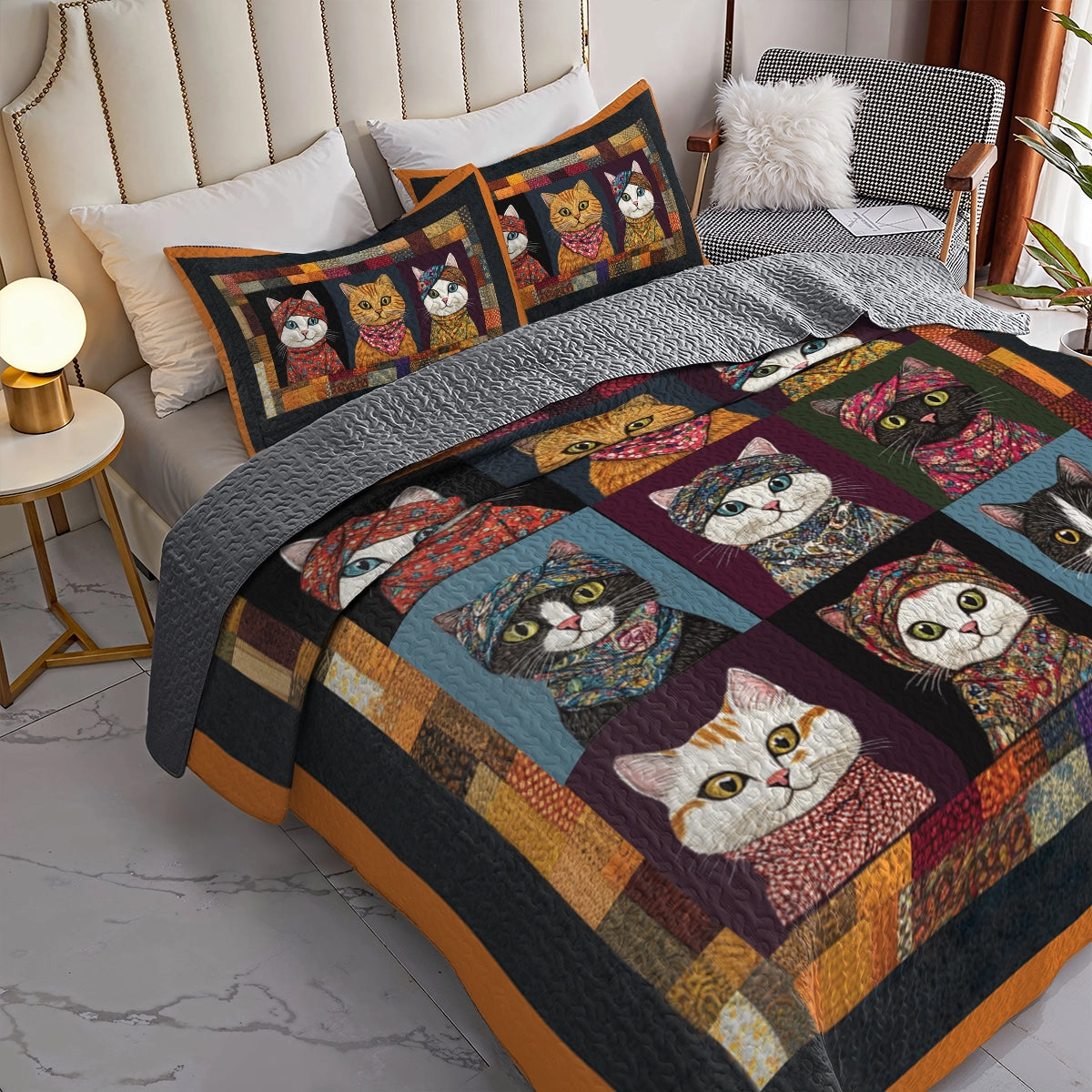 Shineful All Season Quilt 3-Piece Set - Cozy Cat Charm