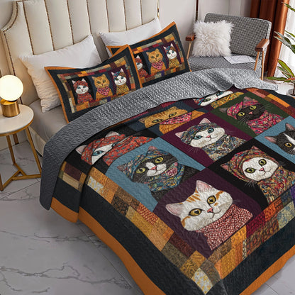 Shineful All Season Quilt 3-Piece Set - Cozy Cat Charm