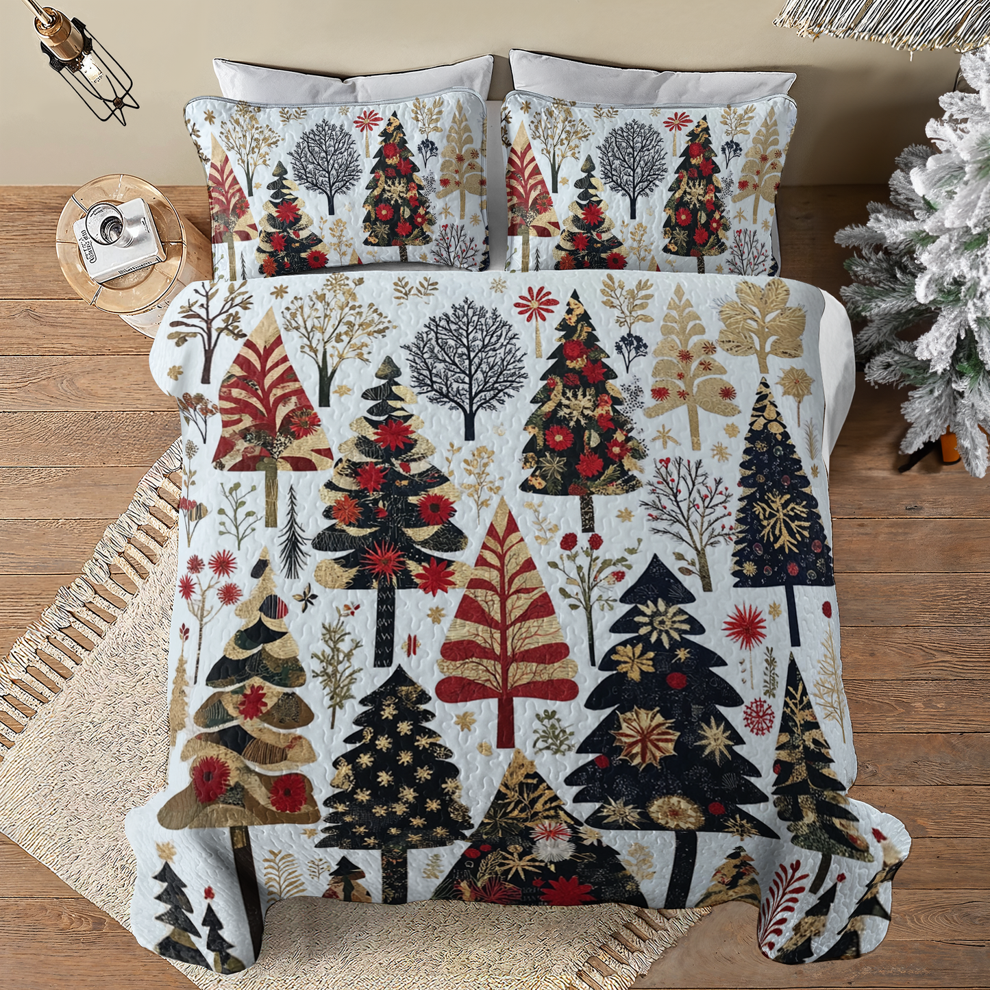 Shineful All Season Quilt 3-Piece Set Enchanting Christmas Tree