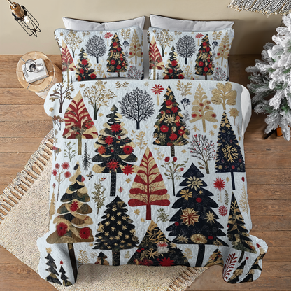 Shineful All Season Quilt 3-Piece Set Enchanting Christmas Tree