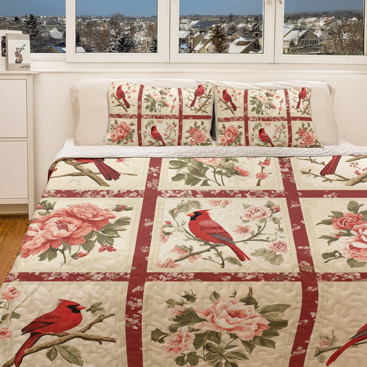 Shineful All Season Quilt 3-Piece Set - Cardinal Garden