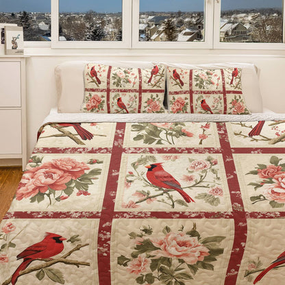 Shineful All Season Quilt 3-Piece Set - Cardinal Garden