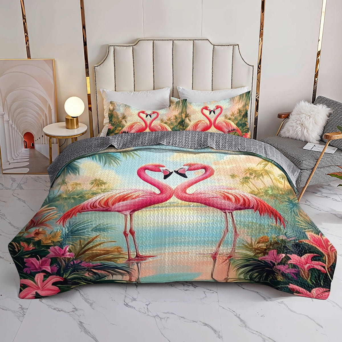 Shineful All Season Quilt 3-Piece Set - Tropical Flamingo Love