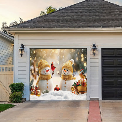 Shineful Garage Door Banner Decoration Elegant Snowy Couple