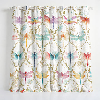 Shineful Quilted Curtain Dragonfly Garden