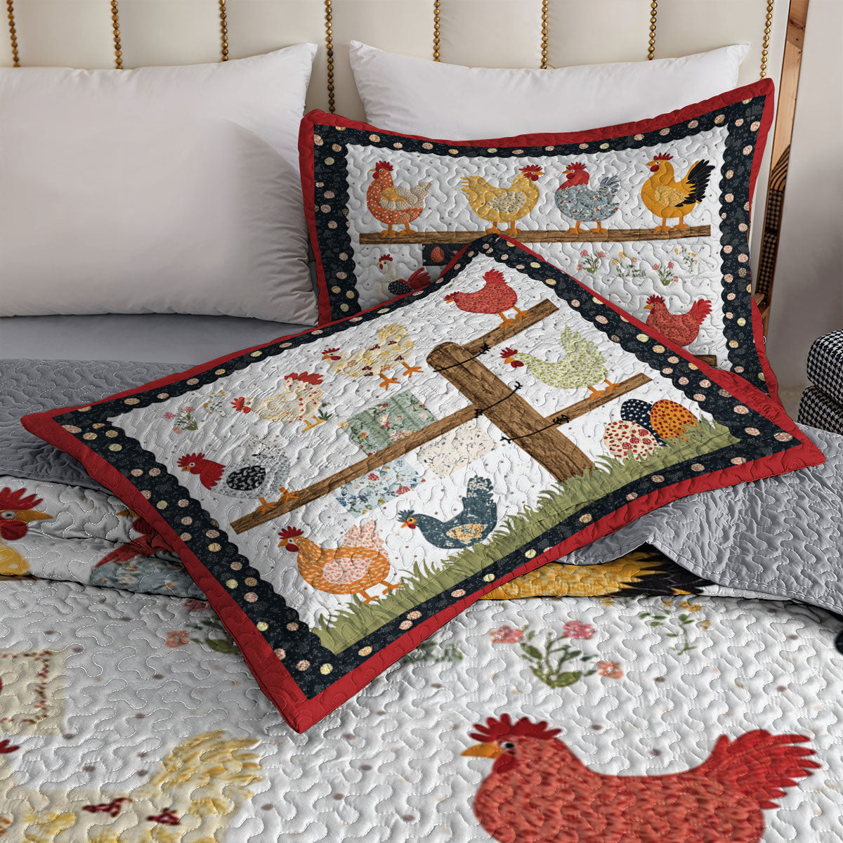 Shineful All Season Quilt 3-Piece Set Lucky Chicken