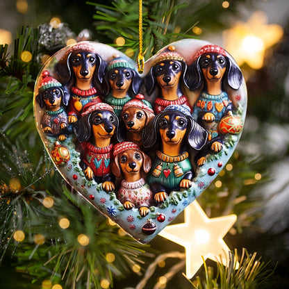 Shineful 2D Acrylic Ornament Dachshund Winter Wonderland Heart
