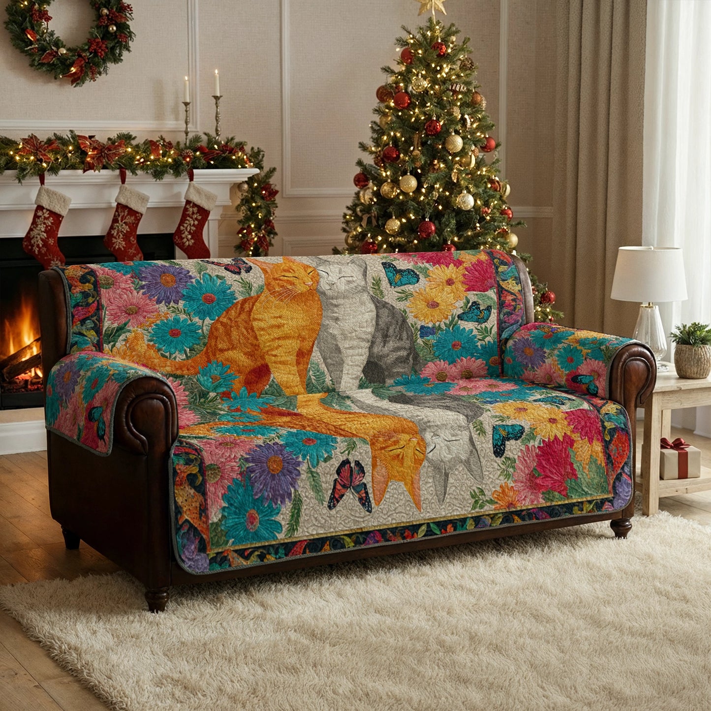 Shineful Sofa Cover Set Reflections of Companionship Cat