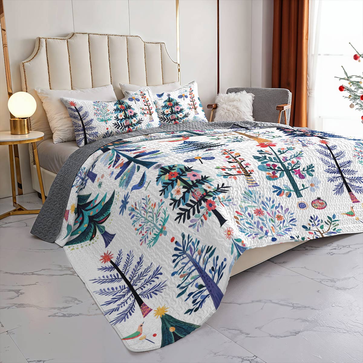 Shineful All Season Quilt 3-Piece Set Whimsical Christmas Tree