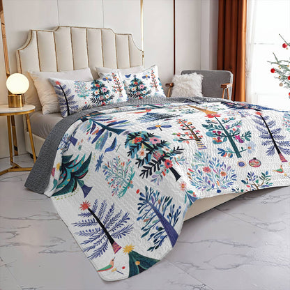 Shineful All Season Quilt 3-Piece Set Whimsical Christmas Tree