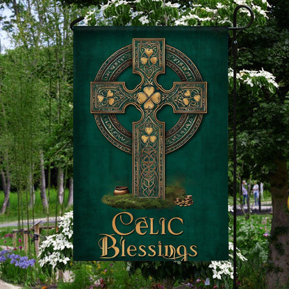 Shineful Gargen Flag 12" x 18" - Celtic Blessings Cross