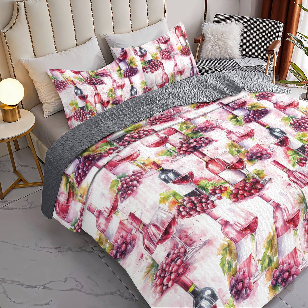 Shineful All Season Quilt 3-Piece Set Grape & Wine Bliss
