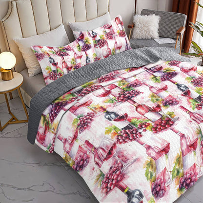 Shineful All Season Quilt 3-Piece Set Grape & Wine Bliss