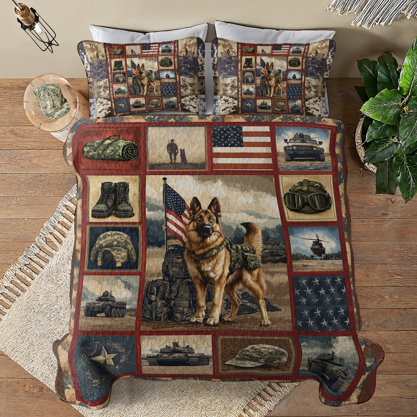 Shineful All Season Quilt 3-Piece Set Patriotic Shepherd Tribute
