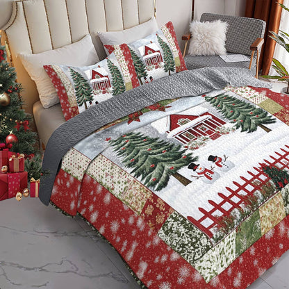 Shineful All Season Quilt 3-Piece Set Snowy Village