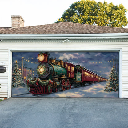 Shineful Garage Door Banner Decoration Christmas Eve Express Locomotive