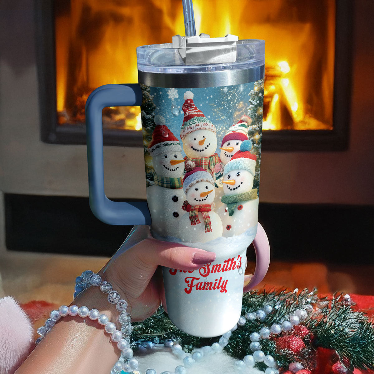 Shineful Tumbler Personalized Snowmen Family