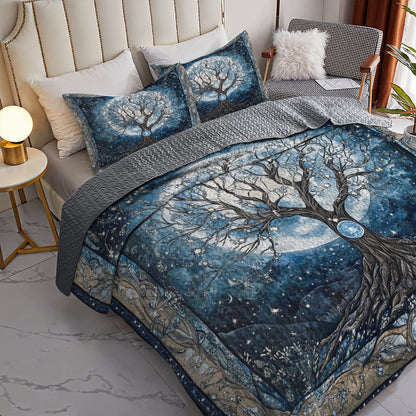 Shineful All Season Quilt 3-Piece Set Moonlit Tree Of Life