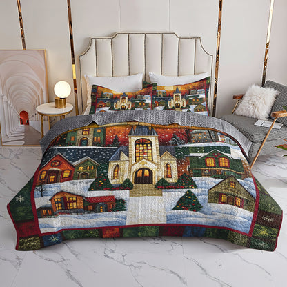 Shineful All Season Quilt 3-Piece Set Cozy Winter Village