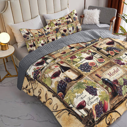 Shineful All Season Quilt 3-Piece Set Wine Collection