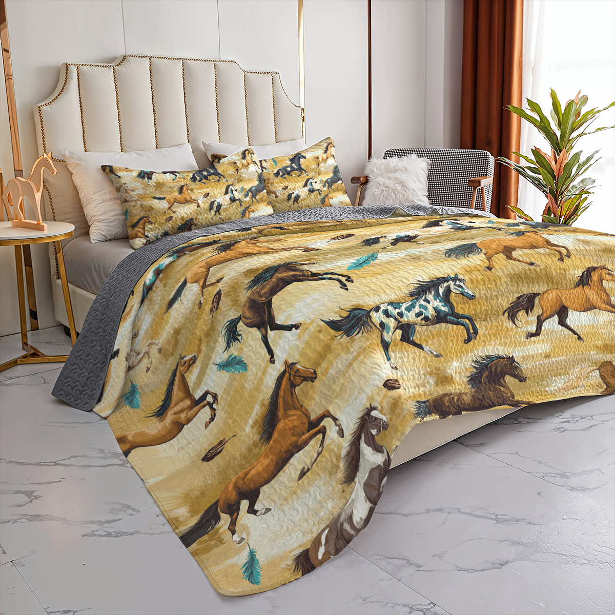 Shineful All Season Quilt 3-Piece Set Wild Horse Dreams