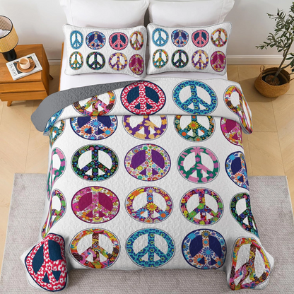 Shineful All Season Quilt 3-Piece Set - Hippie Peace
