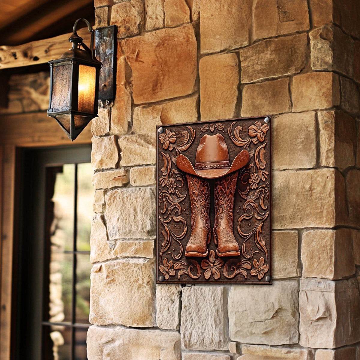 2435 Sign Shineful 2D Metal Sign Cowboy Boots And Hat