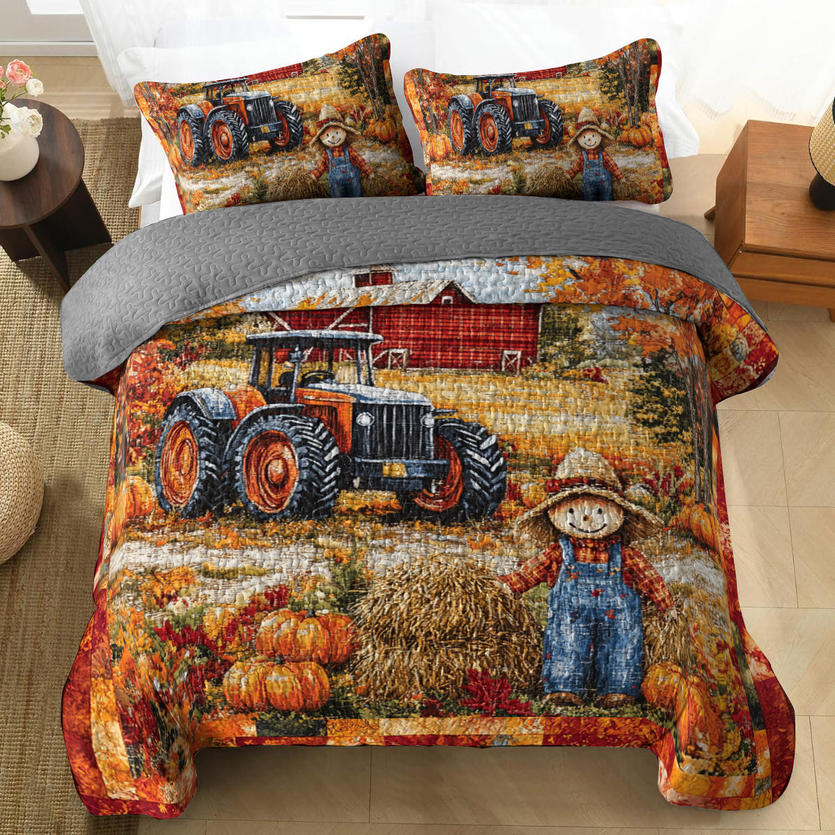 Shineful All Season Quilt 3-Piece Set Autumn Farm Harvest