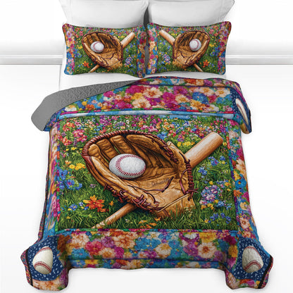 Shineful All Season Quilt 3-Piece Set - Field of Dreams Baseball