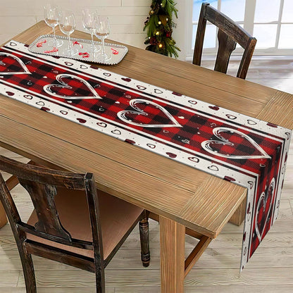 Shineful 2D Flat Print Quilted Table Runner Valentine Loving Hearts