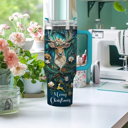 Shineful Glossy Tumbler Vintage Christmas Reindeer