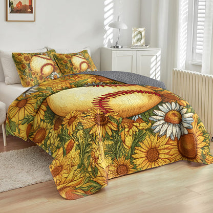 Shineful All Season Quilt 3-Piece Set Sunflower Softball