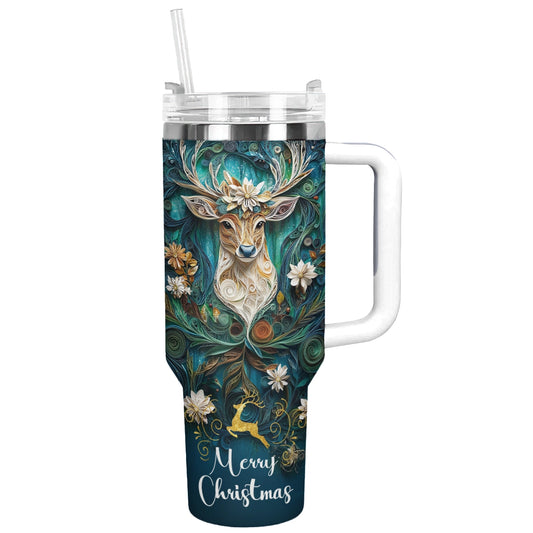 Shineful Glossy Tumbler Vintage Christmas Reindeer