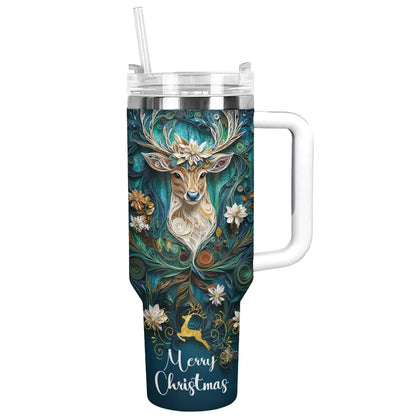 Shineful Glossy Tumbler Vintage Christmas Reindeer