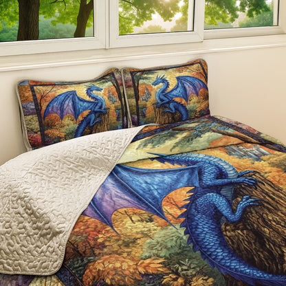 Shineful All Season Quilt 3-Piece Set - Mystic Forest Dragon