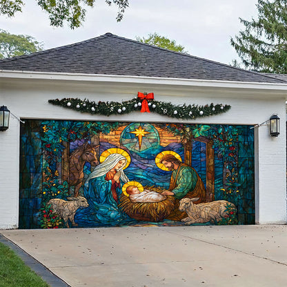 Shineful Garage Door Banner Decoration Holy Nativity