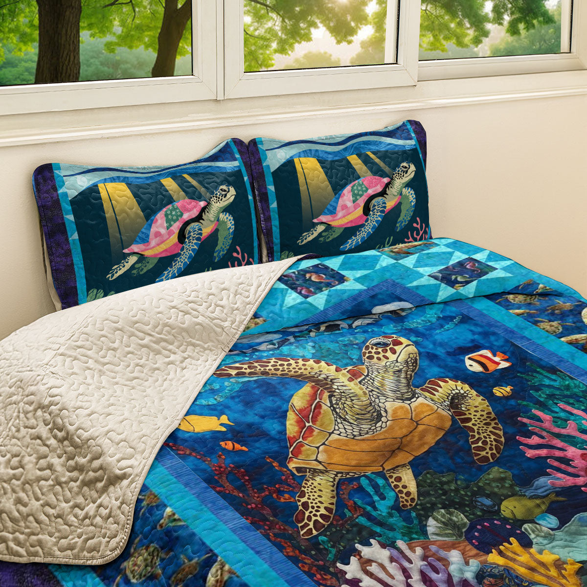 Shineful All Season Quilt 3-Piece Sea Turtle Gorgeous Ocean