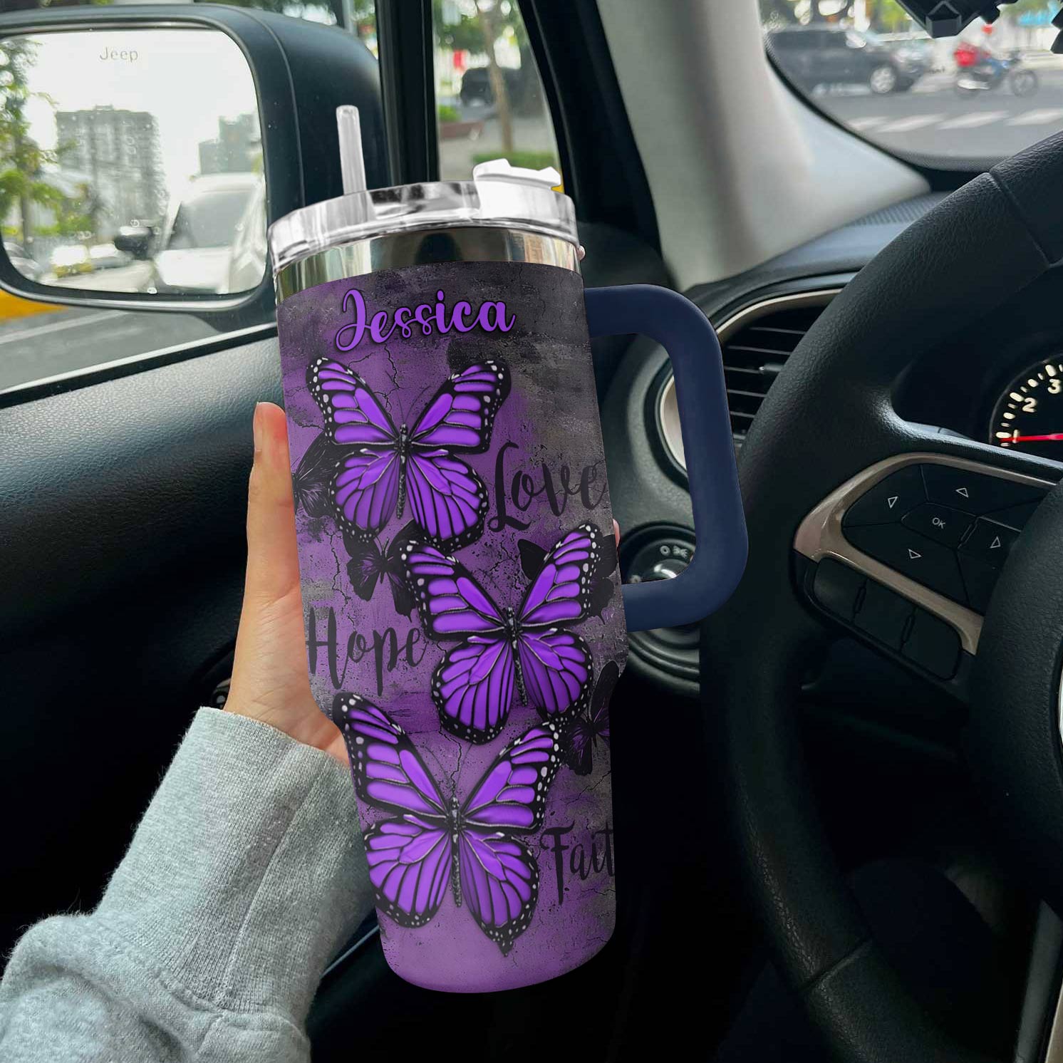 Butterfly Shineful™ Tumbler 40 Oz Loving Tl10 Denim Blue 40Oz