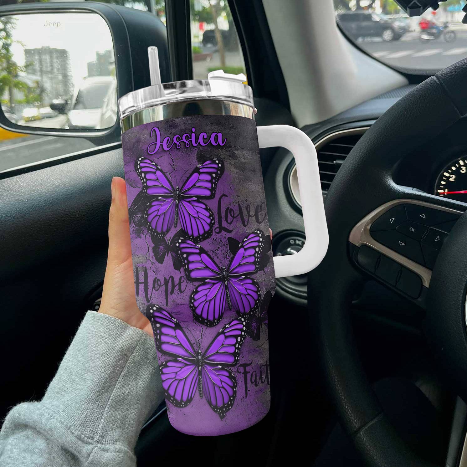 Butterfly Shineful™ Tumbler 40 Oz Loving Tl10 White 40Oz