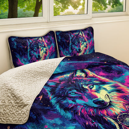 Shineful All Season Quilt 3-Piece Set Mystic Wolf