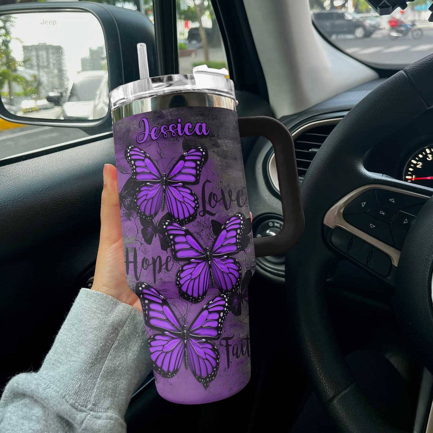 Butterfly Shineful™ Tumbler 40 Oz Loving Tl10 Black 40Oz