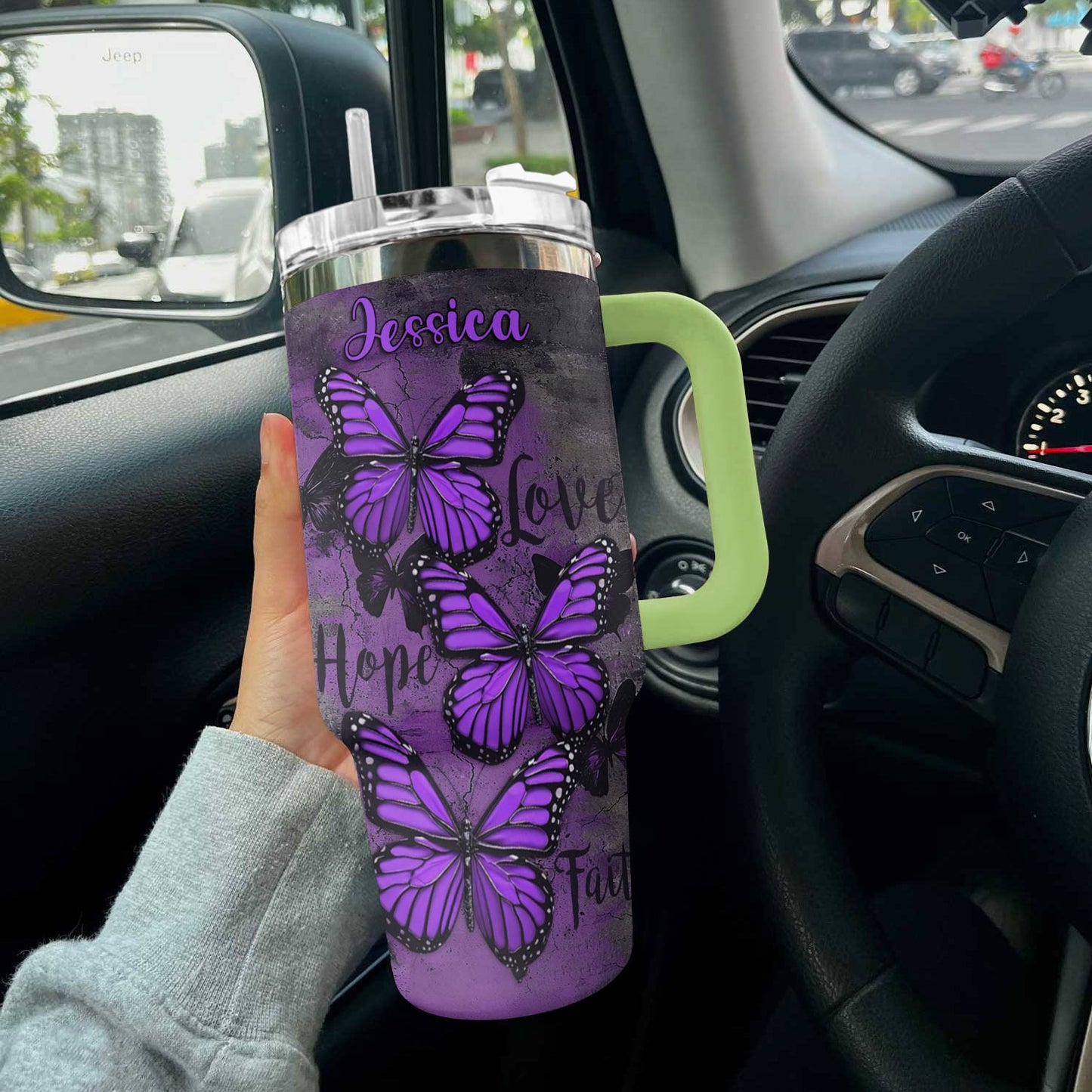 Butterfly Shineful™ Tumbler 40 Oz Loving Tl10 Green 40Oz