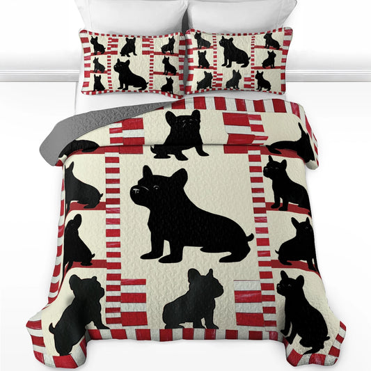 Shineful All Season Quilt 3-Piece Set - French Bulldog Patchwork