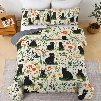 Shineful All Season Quilt 3-Piece Set Spring Cat