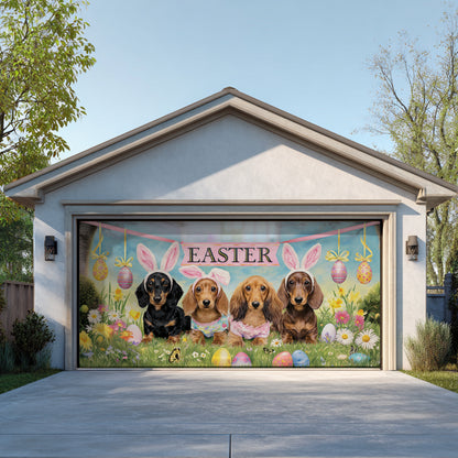 Shineful Garage Door Banner Decoration Cute Easter Dachshund