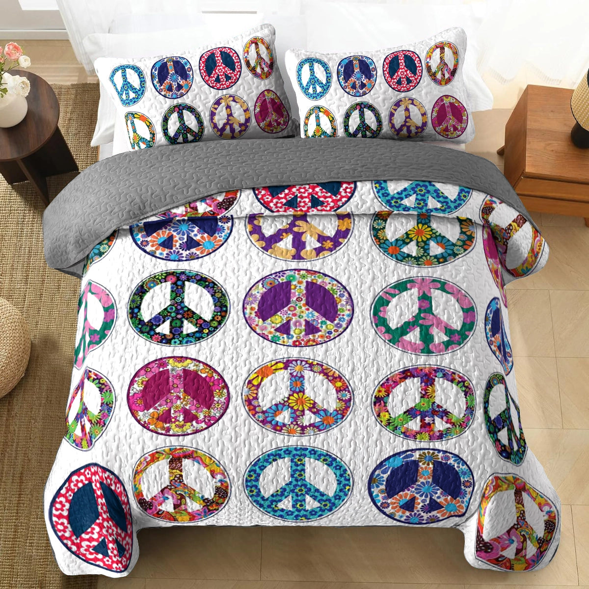 Shineful All Season Quilt 3-Piece Set - Hippie Peace