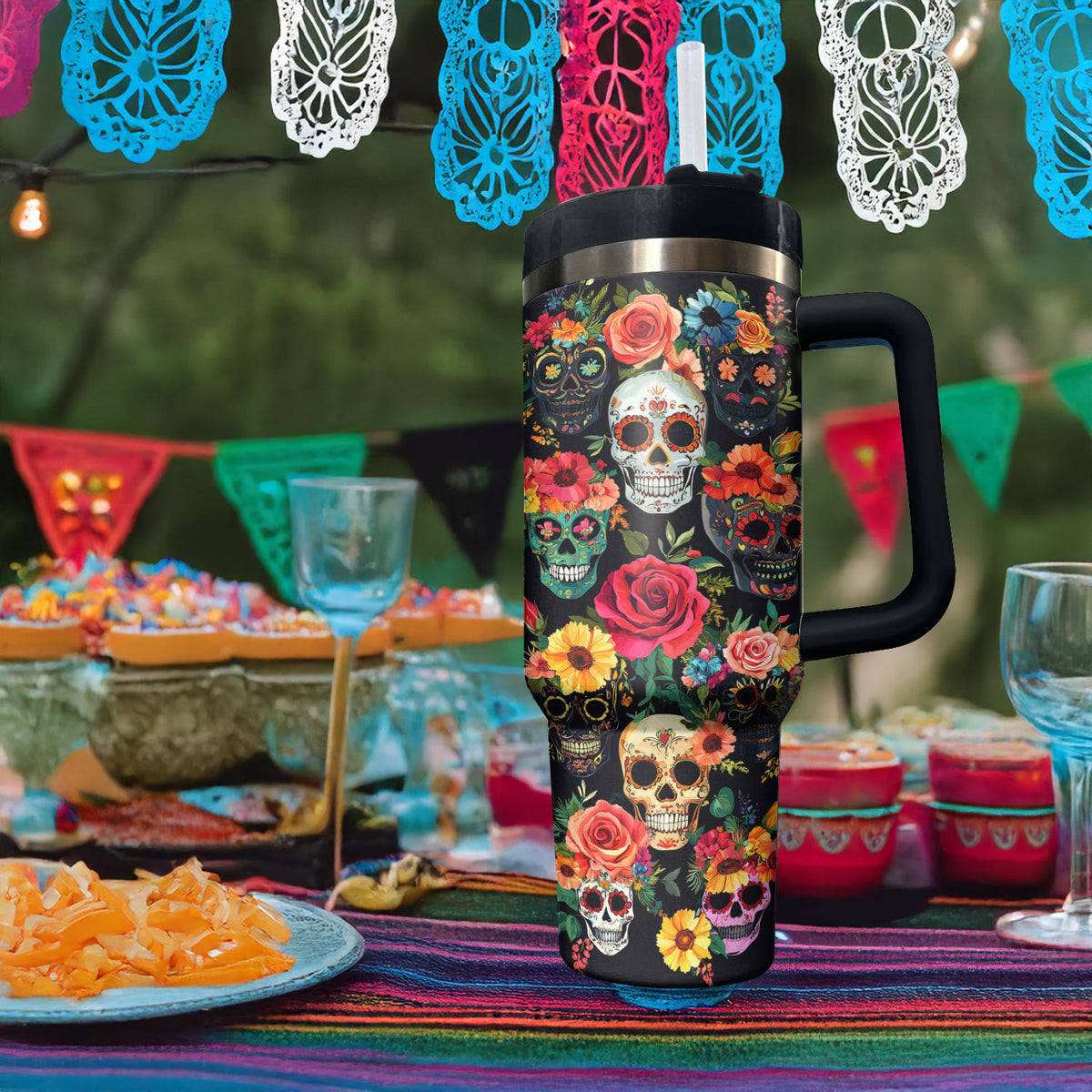 Shineful Tumbler - Floral Fiesta Skull